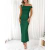 imageBTFBM Women 2025 Summer One Shoulder Bodycon Ruched Maxi Dress Slit Mesh Long Formal Cocktail Fall Wedding Guest DressesDark Green