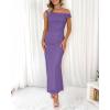 imageBTFBM Women 2025 Summer One Shoulder Bodycon Ruched Maxi Dress Slit Mesh Long Formal Cocktail Fall Wedding Guest DressesGrey Purple
