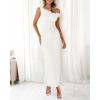 imageBTFBM Women 2025 Summer One Shoulder Bodycon Ruched Maxi Dress Slit Mesh Long Formal Cocktail Fall Wedding Guest DressesWhite