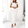 imageBTFBM Women 2025 Summer One Shoulder Bodycon Ruched Maxi Dress Slit Mesh Long Formal Cocktail Fall Wedding Guest DressesWhite