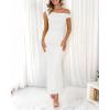 imageBTFBM Women 2025 Summer One Shoulder Bodycon Ruched Maxi Dress Slit Mesh Long Formal Cocktail Fall Wedding Guest DressesWhite