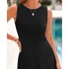 imageBTFBM Women Midi Bodycon Tank Dress Summer Crewneck Sleeveless Pleated A Line Business Casual Knit Sweater Fall DressesBlack