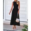imageBTFBM Women Midi Bodycon Tank Dress Summer Crewneck Sleeveless Pleated A Line Business Casual Knit Sweater Fall DressesBlack