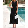 imageBTFBM Women Midi Bodycon Tank Dress Summer Crewneck Sleeveless Pleated A Line Business Casual Knit Sweater Fall DressesBlack