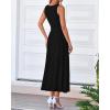 imageBTFBM Women Midi Bodycon Tank Dress Summer Crewneck Sleeveless Pleated A Line Business Casual Knit Sweater Fall DressesBlack