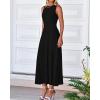 imageBTFBM Women Midi Bodycon Tank Dress Summer Crewneck Sleeveless Pleated A Line Business Casual Knit Sweater Fall DressesBlack