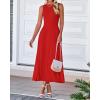 imageBTFBM Women Midi Bodycon Tank Dress Summer Crewneck Sleeveless Pleated A Line Business Casual Knit Sweater Fall DressesBrick Red
