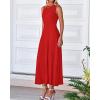 imageBTFBM Women Midi Bodycon Tank Dress Summer Crewneck Sleeveless Pleated A Line Business Casual Knit Sweater Fall DressesBrick Red