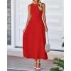 imageBTFBM Women Midi Bodycon Tank Dress Summer Crewneck Sleeveless Pleated A Line Business Casual Knit Sweater Fall DressesBrick Red