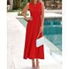 imageBTFBM Women Midi Bodycon Tank Dress Summer Crewneck Sleeveless Pleated A Line Business Casual Knit Sweater Fall DressesBrick Red