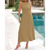 imageBTFBM Women Midi Bodycon Tank Dress Summer Crewneck Sleeveless Pleated A Line Business Casual Knit Sweater Fall DressesCamel