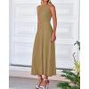 imageBTFBM Women Midi Bodycon Tank Dress Summer Crewneck Sleeveless Pleated A Line Business Casual Knit Sweater Fall DressesCamel