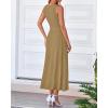 imageBTFBM Women Midi Bodycon Tank Dress Summer Crewneck Sleeveless Pleated A Line Business Casual Knit Sweater Fall DressesCamel