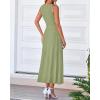 imageBTFBM Women Midi Bodycon Tank Dress Summer Crewneck Sleeveless Pleated A Line Business Casual Knit Sweater Fall DressesMist Green