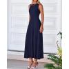 imageBTFBM Women Midi Bodycon Tank Dress Summer Crewneck Sleeveless Pleated A Line Business Casual Knit Sweater Fall DressesNavy