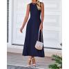 imageBTFBM Women Midi Bodycon Tank Dress Summer Crewneck Sleeveless Pleated A Line Business Casual Knit Sweater Fall DressesNavy
