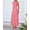 imageBTFBM Women Midi Bodycon Tank Dress Summer Crewneck Sleeveless Pleated A Line Business Casual Knit Sweater Fall DressesPink
