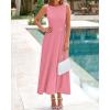 imageBTFBM Women Midi Bodycon Tank Dress Summer Crewneck Sleeveless Pleated A Line Business Casual Knit Sweater Fall DressesPink
