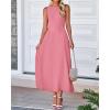 imageBTFBM Women Midi Bodycon Tank Dress Summer Crewneck Sleeveless Pleated A Line Business Casual Knit Sweater Fall DressesPink