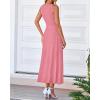imageBTFBM Women Midi Bodycon Tank Dress Summer Crewneck Sleeveless Pleated A Line Business Casual Knit Sweater Fall DressesPink