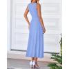 imageBTFBM Women Midi Bodycon Tank Dress Summer Crewneck Sleeveless Pleated A Line Business Casual Knit Sweater Fall DressesSky Blue