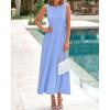 imageBTFBM Women Midi Bodycon Tank Dress Summer Crewneck Sleeveless Pleated A Line Business Casual Knit Sweater Fall DressesSky Blue
