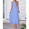 imageBTFBM Women Midi Bodycon Tank Dress Summer Crewneck Sleeveless Pleated A Line Business Casual Knit Sweater Fall DressesSky Blue