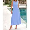 imageBTFBM Women Midi Bodycon Tank Dress Summer Crewneck Sleeveless Pleated A Line Business Casual Knit Sweater Fall DressesSky Blue