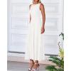 imageBTFBM Women Midi Bodycon Tank Dress Summer Crewneck Sleeveless Pleated A Line Business Casual Knit Sweater Fall DressesWhite