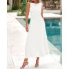 imageBTFBM Women Midi Bodycon Tank Dress Summer Crewneck Sleeveless Pleated A Line Business Casual Knit Sweater Fall DressesWhite