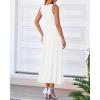 imageBTFBM Women Midi Bodycon Tank Dress Summer Crewneck Sleeveless Pleated A Line Business Casual Knit Sweater Fall DressesWhite