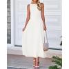 imageBTFBM Women Midi Bodycon Tank Dress Summer Crewneck Sleeveless Pleated A Line Business Casual Knit Sweater Fall DressesWhite