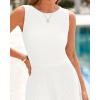imageBTFBM Women Midi Bodycon Tank Dress Summer Crewneck Sleeveless Pleated A Line Business Casual Knit Sweater Fall DressesWhite