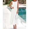 imageBTFBM Women Midi Bodycon Tank Dress Summer Crewneck Sleeveless Pleated A Line Business Casual Knit Sweater Fall DressesWhite