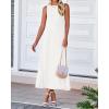 imageBTFBM Women Midi Bodycon Tank Dress Summer Crewneck Sleeveless Pleated A Line Business Casual Knit Sweater Fall DressesWhite