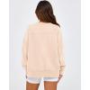 imageBTFBM Womens Casual Crewneck Sweatshirts 2025 Spring Fall Clothes Long Sleeve Side Slit Workout Fleece Pullover TopsBeige