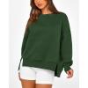 imageBTFBM Womens Casual Crewneck Sweatshirts 2025 Spring Fall Clothes Long Sleeve Side Slit Workout Fleece Pullover TopsDark Green