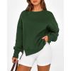imageBTFBM Womens Casual Crewneck Sweatshirts 2025 Spring Fall Clothes Long Sleeve Side Slit Workout Fleece Pullover TopsDark Green