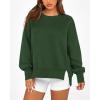 imageBTFBM Womens Casual Crewneck Sweatshirts 2025 Spring Fall Clothes Long Sleeve Side Slit Workout Fleece Pullover TopsDark Green