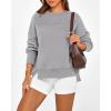 imageBTFBM Womens Casual Crewneck Sweatshirts 2025 Spring Fall Clothes Long Sleeve Side Slit Workout Fleece Pullover TopsGrey