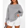 imageBTFBM Womens Casual Crewneck Sweatshirts 2025 Spring Fall Clothes Long Sleeve Side Slit Workout Fleece Pullover TopsGrey