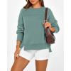 imageBTFBM Womens Casual Crewneck Sweatshirts 2025 Spring Fall Clothes Long Sleeve Side Slit Workout Fleece Pullover TopsGrey Green