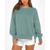 imageBTFBM Womens Casual Crewneck Sweatshirts 2025 Spring Fall Clothes Long Sleeve Side Slit Workout Fleece Pullover TopsGrey Green