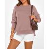 imageBTFBM Womens Casual Crewneck Sweatshirts 2025 Spring Fall Clothes Long Sleeve Side Slit Workout Fleece Pullover TopsGrey Pink