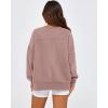 imageBTFBM Womens Casual Crewneck Sweatshirts 2025 Spring Fall Clothes Long Sleeve Side Slit Workout Fleece Pullover TopsGrey Pink