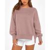 imageBTFBM Womens Casual Crewneck Sweatshirts 2025 Spring Fall Clothes Long Sleeve Side Slit Workout Fleece Pullover TopsGrey Pink