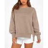 imageBTFBM Womens Casual Crewneck Sweatshirts 2025 Spring Fall Clothes Long Sleeve Side Slit Workout Fleece Pullover TopsLight Coffee