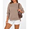 imageBTFBM Womens Casual Crewneck Sweatshirts 2025 Spring Fall Clothes Long Sleeve Side Slit Workout Fleece Pullover TopsLight Coffee