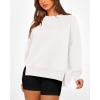 imageBTFBM Womens Casual Crewneck Sweatshirts 2025 Spring Fall Clothes Long Sleeve Side Slit Workout Fleece Pullover TopsWhite