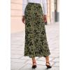 imageBTFBM Womens Floral Mesh Maxi Skirt Elastic High Waisted Boho Elegant Mermaid 2025 Summer Fall Long Skirts for WomenArmy Green